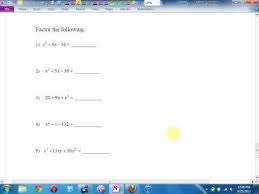 Math 10 U1l7 Factoring Trinomials