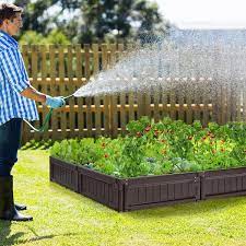 Gymax 2pcs 4 X 4 Ft Raised Garden Bed Set Planter Box For Vegetable Flower Gardening
