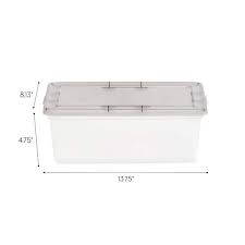 Iris 1 6 Gallon Snap Top Plastic Storage Box Clear With Gray Lid Pack Of 10