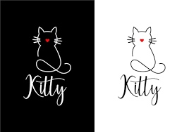 Art Outline Cat Icon Logo