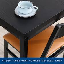 Black Dining Table Set Cushioned Chairs