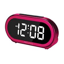 Riptunes 1 4 In Digital Alarm Clock With 5 Alarm Sounds Screen Dimmer Pink Red