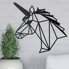 Geometric Steel Unicorn Wall Art