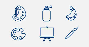 Painting Tools Line Icon Set Art