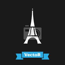 White Eiffel Tower Icon Isolated On