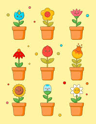 Cute Flower Kawaii Clipart Sticker Set