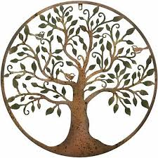 Rustic Tree Of Life Metal Round Wall