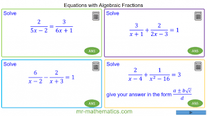 Equations With Algebraic Fractions Mr