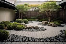 Minimalist Garden With Paths Of Pebbles