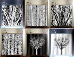 Forest Birch Tree Shower Curtain Extra