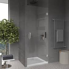 28 In X 72 In Frameless Single Swing Shower Door Clear Tempered Glass 3 8 In With Stain Resistant Glass Coating