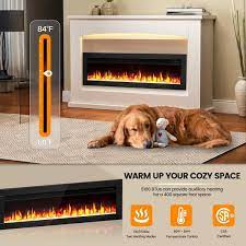 50 In Freestanding And Wall Mounted Electric Fireplace With 9 Kinds Of Flame Color Black