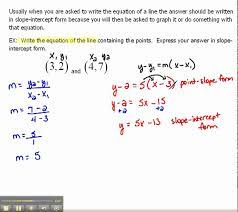 Finding Slope Intercept Form With Two