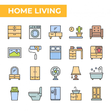 Home Living Icon Set Filled Color Style