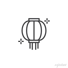 Traditional Chinese Lantern Line Icon