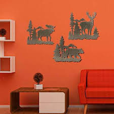 Metal Wall Art Woodland Scene Cabin