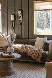 Living Room With Brown Furniture