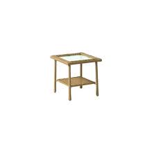 Living Accents Palmaro Square Glass End Side Table Tan