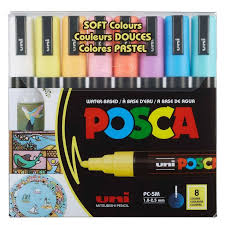 Posca 8 Color Paint Marker Set Pc 5m Medium Soft Colors