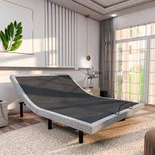 Renanim Adjustable Gray Bed Frame Queen