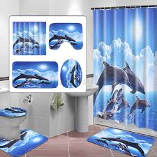 Dolphin Shower Curtain And Rug Set