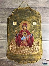Virgin Mary Slate Icon Greek Art Corner