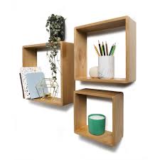 Wooden Wall Floating Cube Box Shelf