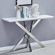 Petra Glass Top Console Table In White