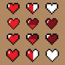 Vector Heart Icon Set Pixel Game Life