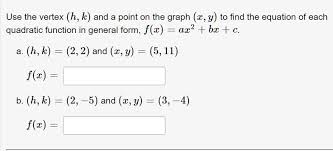 Equation Of Each Quadratic Function