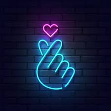 Sign Of Finger Heart With Colorful Neon