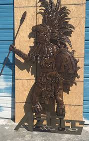 Aztec Bronze Bust Mascot Statue