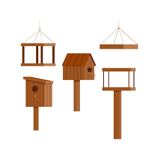 Wooden Birdhouse Feeder Icon Set