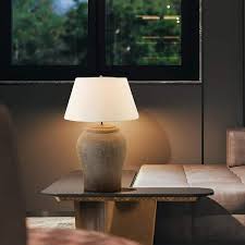 H Gray Cement Base Outdoor Table Lamp