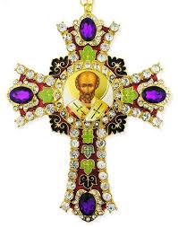 Saint Nicholas Icon In Jeweled Wall