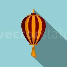 Outdoor Asian Lantern Icon Flat