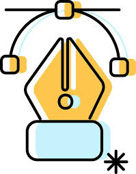 Pen Tool Icon In Cyan And Yellow Color