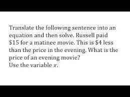 Write And Solve A Linear Equation X A