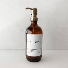 Amber Glass Soap Dispenser Bottle