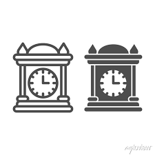 Antique Clock Line And Solid Icon