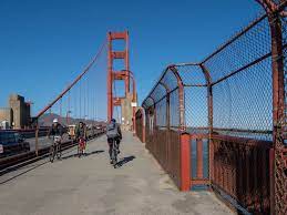 walking across the golden gate bridge