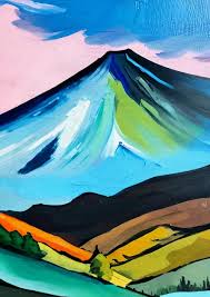 Travel Painting High Colorful Mountains