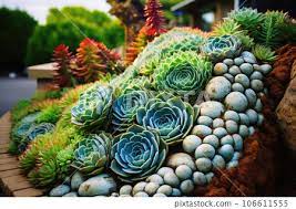 Succulent Landscaping Garden With Rocks