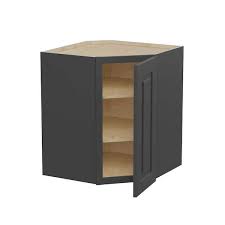 Home Decorators Collection Grayson Deep Onyx Painted Plywood Shaker Assembled Corner Kitchen Cabinet Soft Close 20 In W X 12 In D X 30 In H Onyx Gray