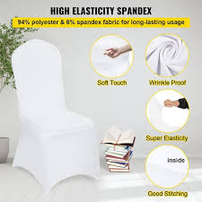 Vevor White Chair Covers Polyester Spandex Chair Cover Stretch Slipcovers Flat Front Chair Covers 50 Pieces