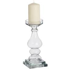 Large Smoked Glass Candle Stick Holder