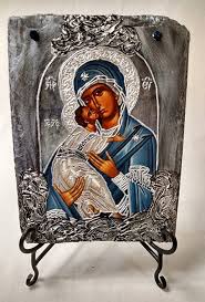 Religious Icon In Gray Slate With