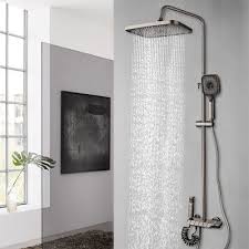 Gun Metal Square Rain Shower Faucet Set
