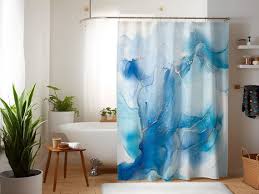 Blue Watercolor Abstract Art Shower