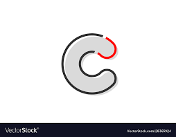 Black Red Grey Letter C Alphabet Logo